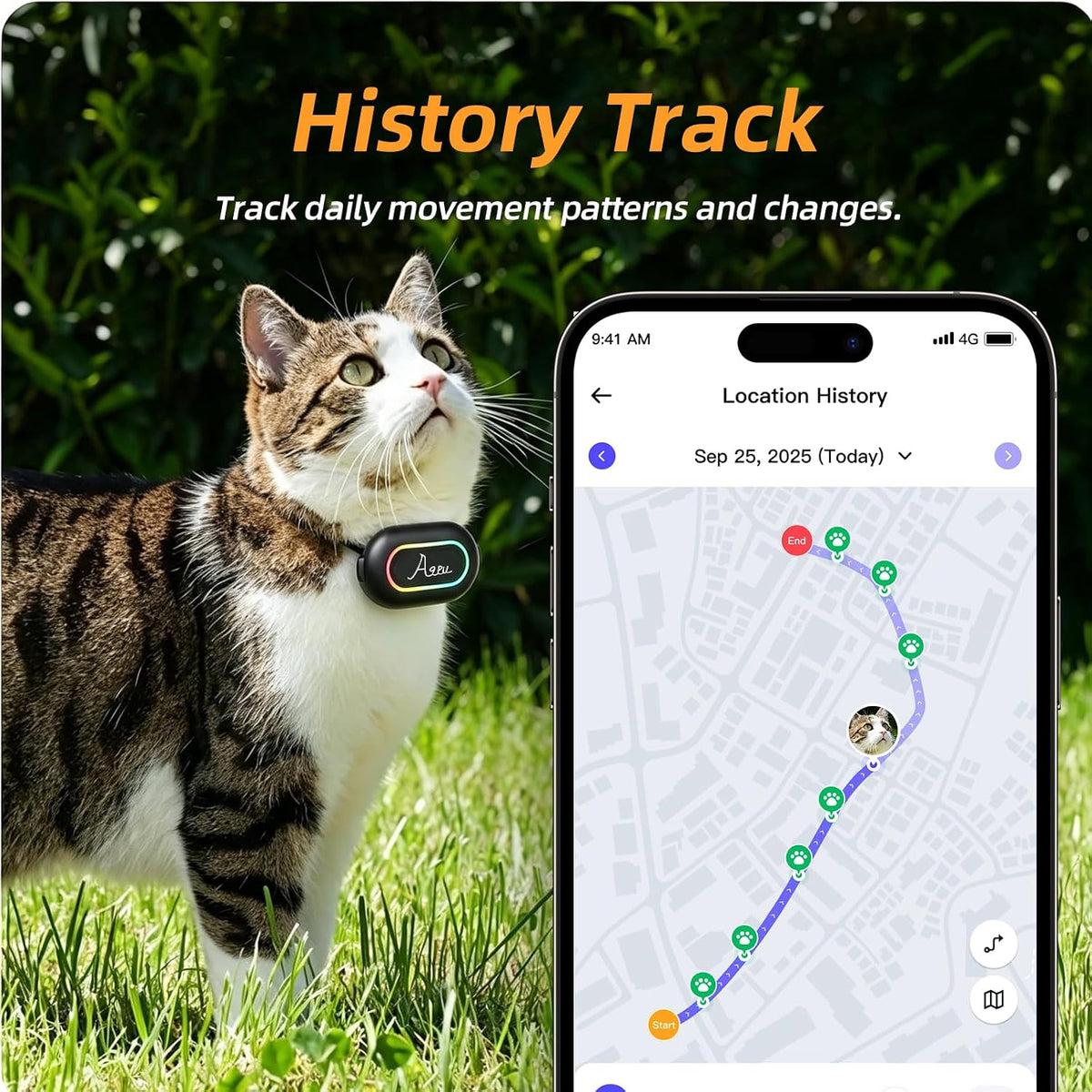 GPS Tracker for Dogs, Cats, Kids, Seniors, Cars, Luggage & Pets - Real-Time Tracking with Floor-Level Positioning, Waterproof Mini Locator with Geofence Alert, LED Light, Voice & Long Battery