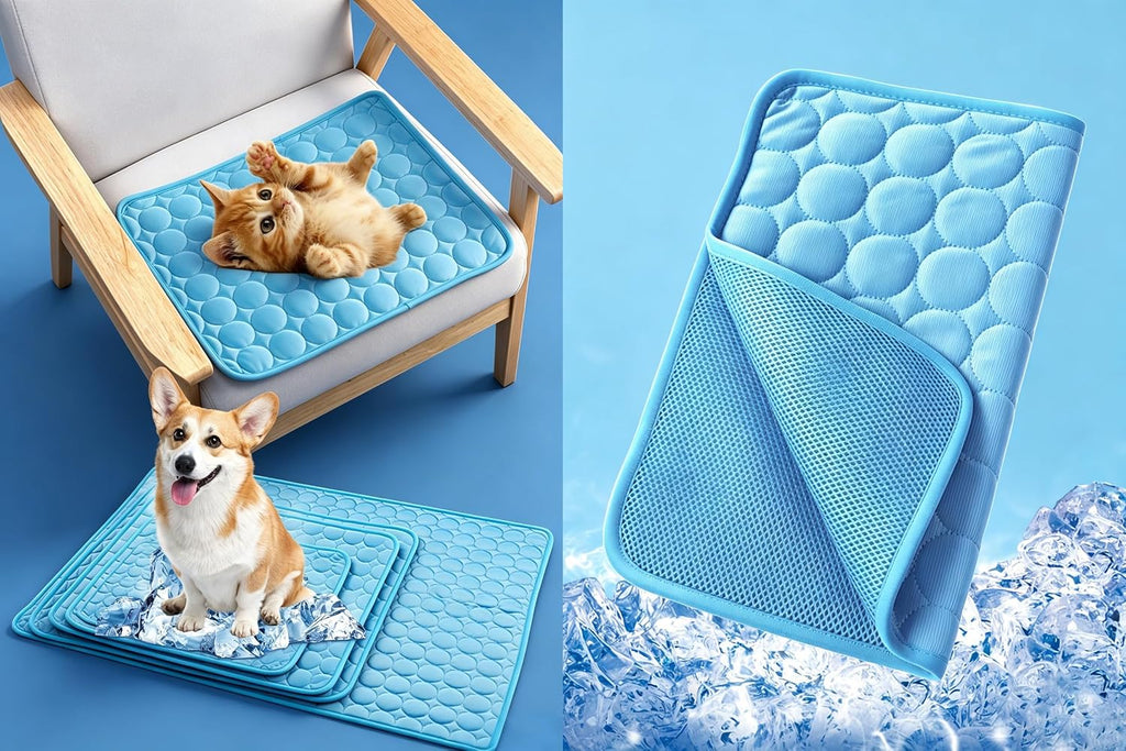 Dog Cooling Mat, 59”x40” Arc Chill Ice Silk Cooling Pad for Dogs, Q-MAX > 0.5 Cool Summer Pet Sleeping Mat, Hydrophobic Washable Non-Slip Mat, Non-Toxic All-Season Use & Portable for Travel