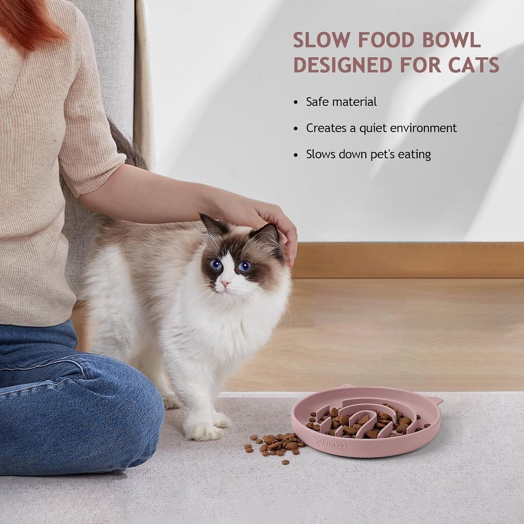 Coomazy Slow Feeder Cat Bowl Silicone Pet Puzzle Feeder for Slow Eating