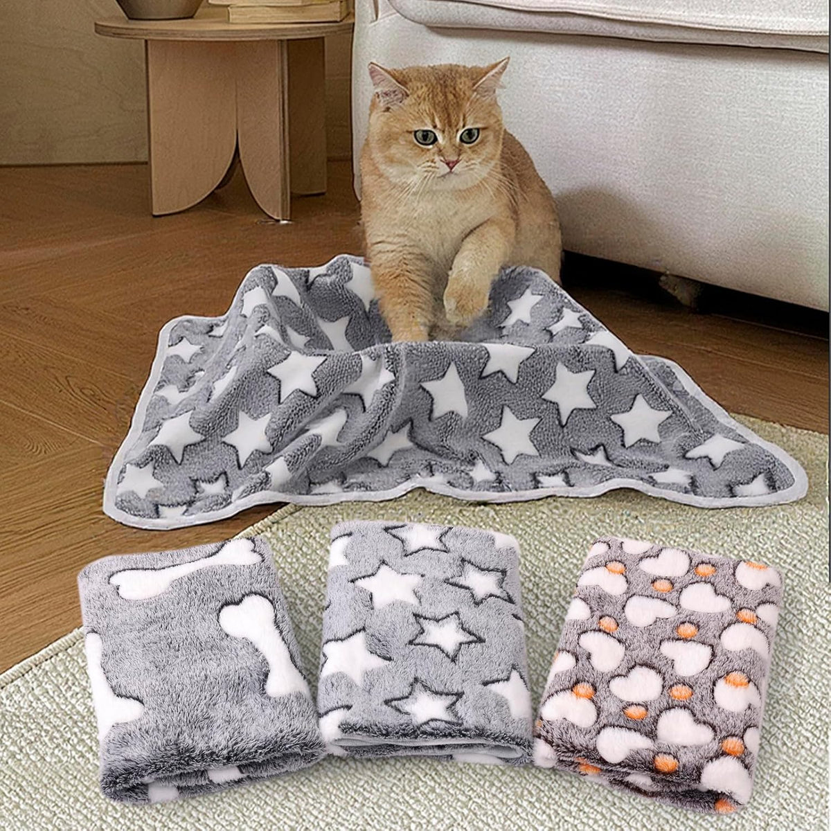 MIWOPET 3 Pack Fleece Pet Blankets Warm Bed Throw for Dogs & Cats 40x30in