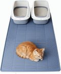 Large Silicone Cat Litter Box Mat 40"X28", Heavy Duty Waterproof Floor Mat for Kitty Litter Tracking Control, Easy Clean Durable Feeding & Litter Mat(Grey)