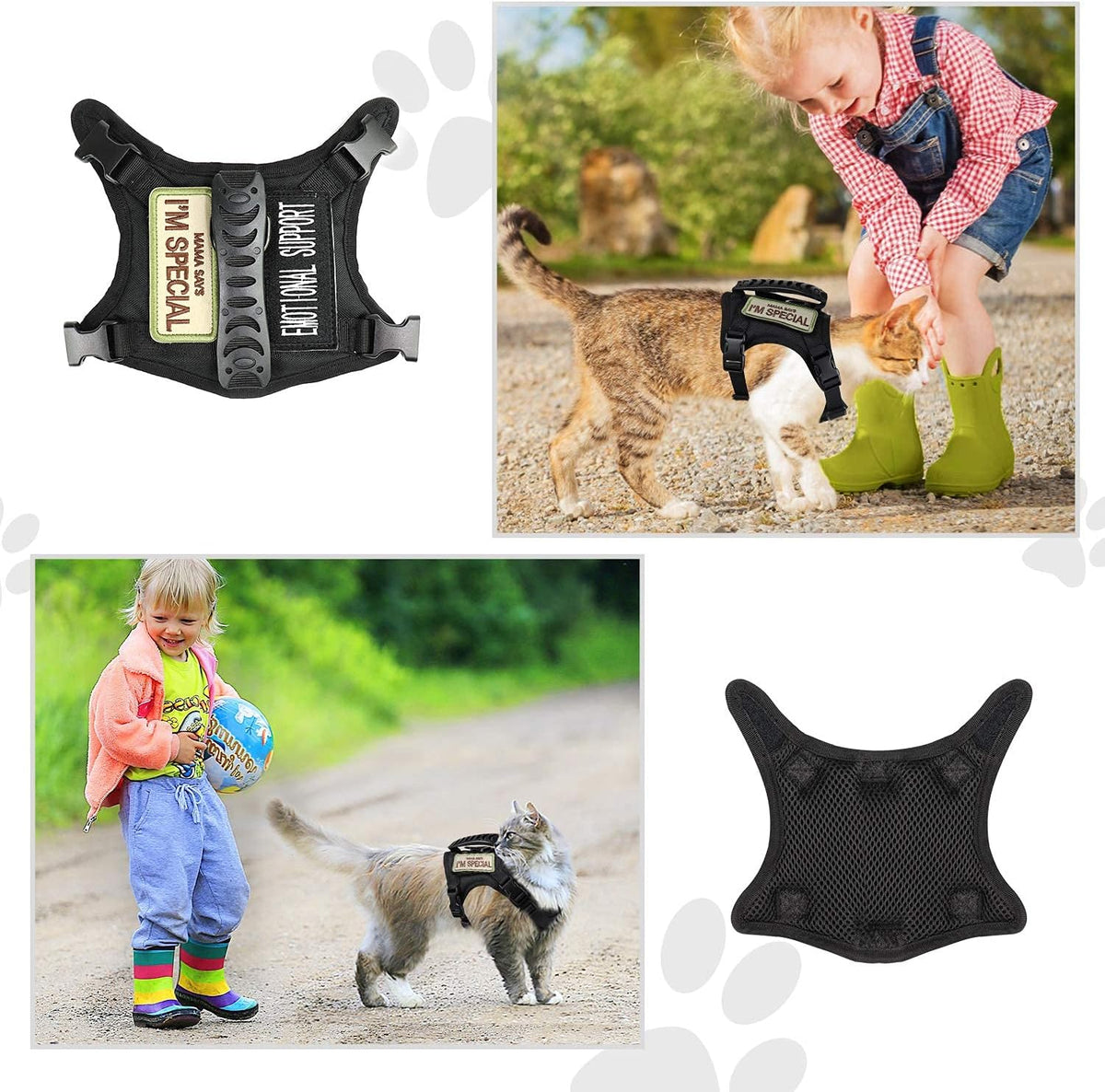 Tactical Cat Harness for Walking Escape Proof, Soft Mesh Adjustable Pet Vest Harness for Large Cat,Small Dog