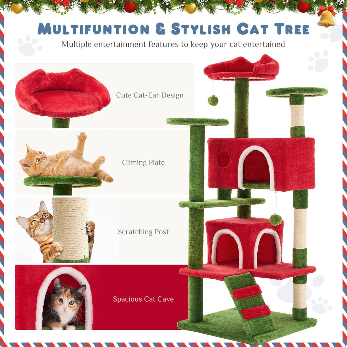 54 Inch Cat Tree Tower with Sisal Scratching Post