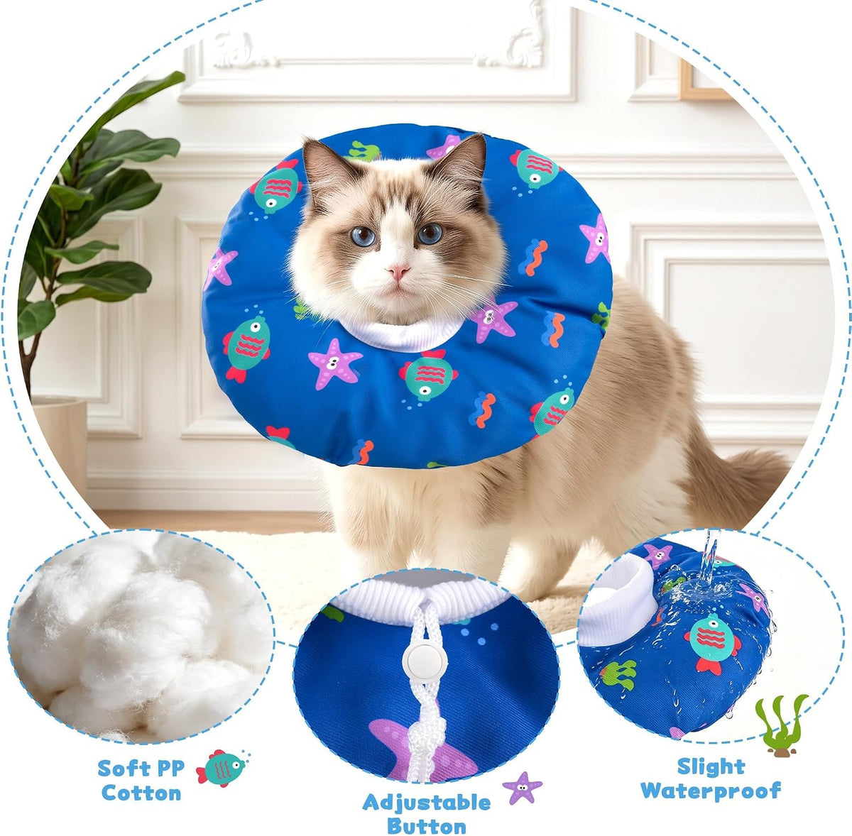 Soft Cat Cone, Medium Waterproof Cat Recovery Collar