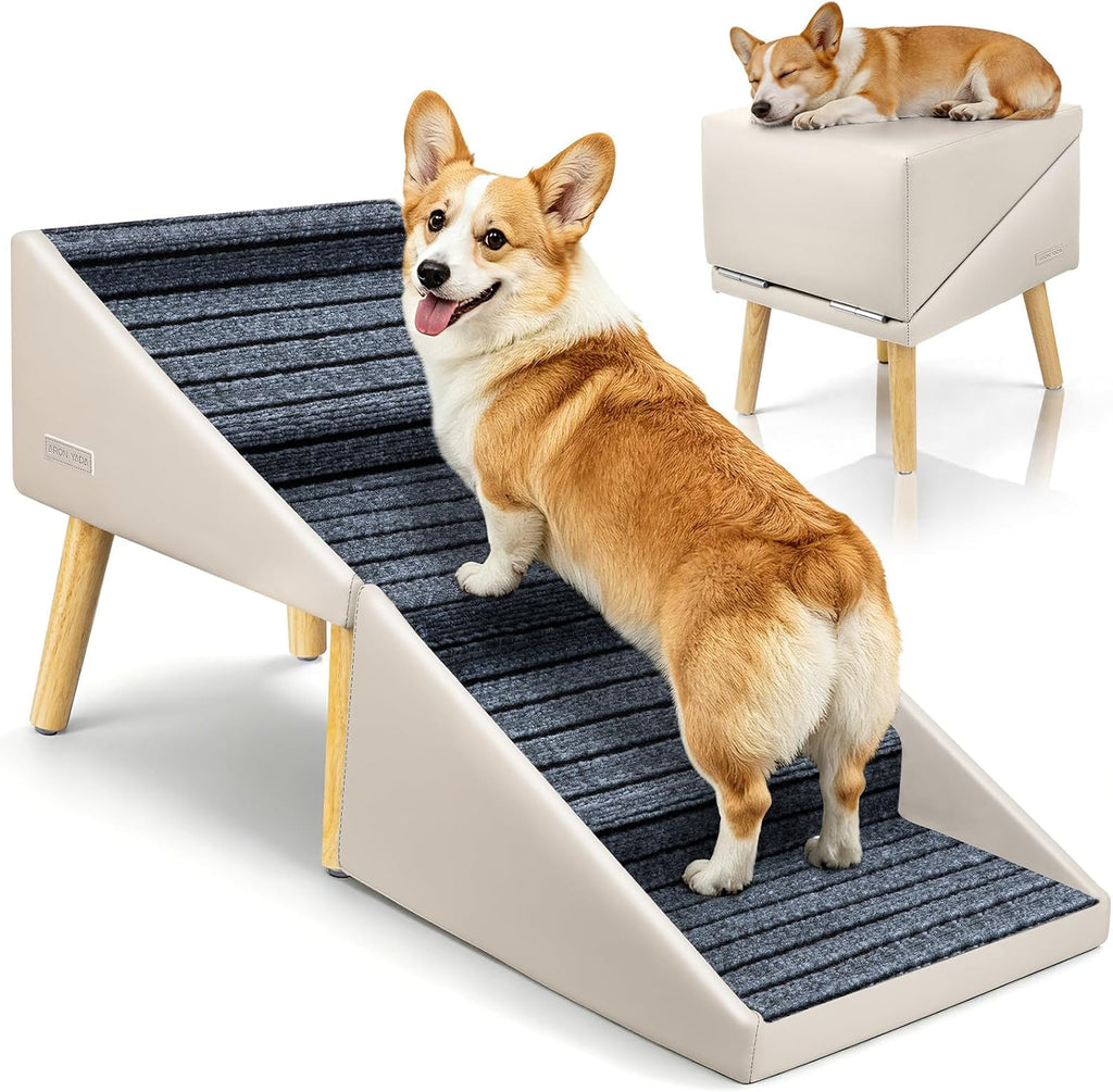 Dog Stairs for Small Dogs,17" H 4‑Step Non‑Slip Dog Ramp for Couch Low Bed