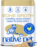 Native Pet Bone Broth for Dogs and Cats - Chicken Bone Broth Powder Dog Food Toppers for Picky Eaters - Provides Extra Nutrition for Joint Strength, Immune Support & Heart Health - 48 Scoops