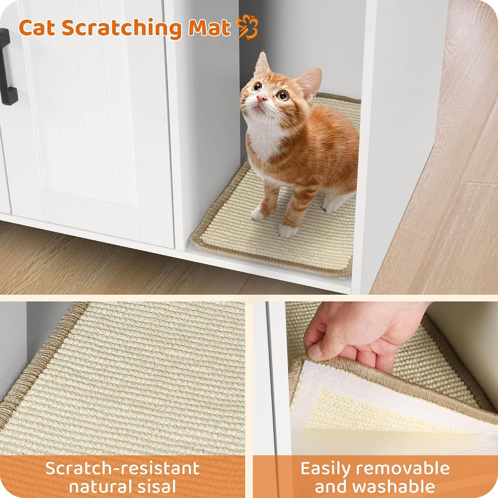 Dwanton Cat Litter Box Enclosure, with Scratching Mat, 27.6" x 18.2"x 19.6"