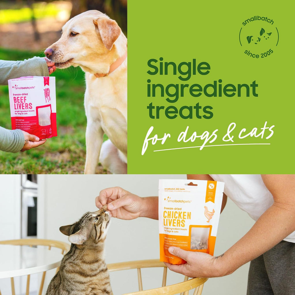 smallbatch Freeze Dried Duck Livers, High Protein Dog & Cat Treats, 3oz