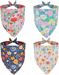 ADOGGYGO Floral Dog Bandanas Girl, 4 Pack Spring Flower Bandana, Large