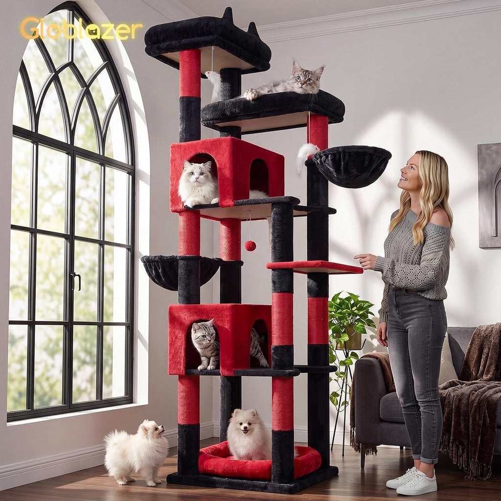 Globlazer Sturdy Extra Large Gothic Cat Tower for Indoor Cats, S81C, Goth