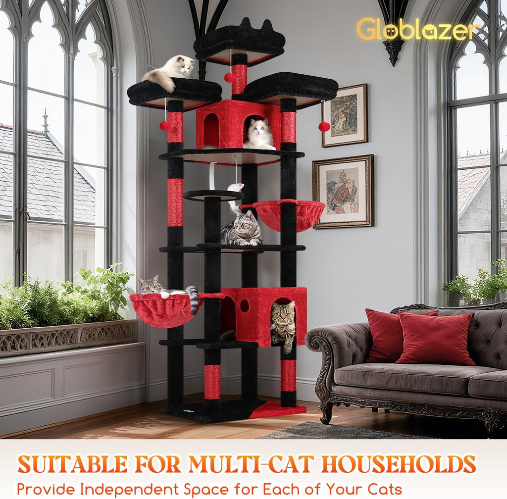 Globlazer Gothic Cat Tree Tower for Multiple Adult Cats, 82in, F82, Goth