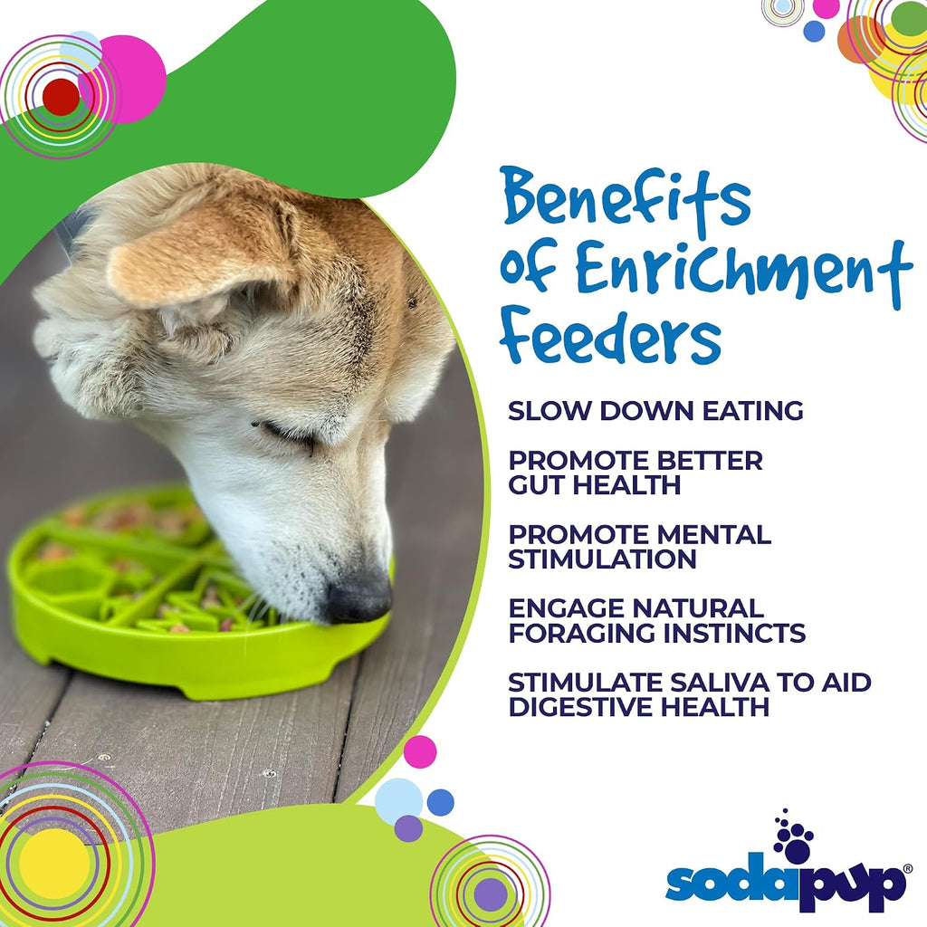 SodaPup Four Seasons Enrichment Bowl – Durable Slow Feeder Bowl Made in USA from Non-Toxic, Pet-Safe, Food Safe Material for Mental Stimulation, Slowing Down Eating, Healthy Digestion, & More