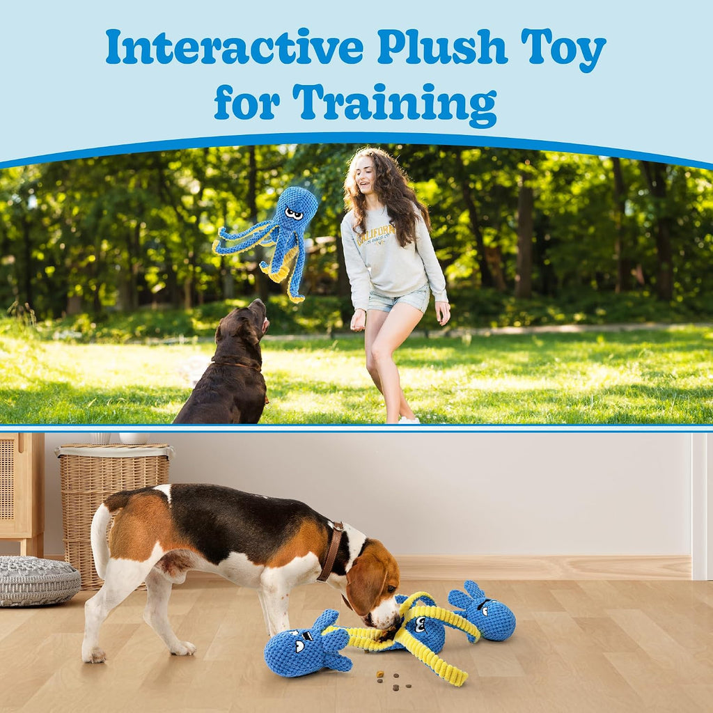 Interactive Dog Toys, 4 Pack Octopus Squeaky Hide And Seek Large Dog Toys | Tough Plush Chew Toy to Keep Them Busy, Tug of War Doggie Toy for Small,Medium and Large Breeds, Puppy Toys Puzzle
