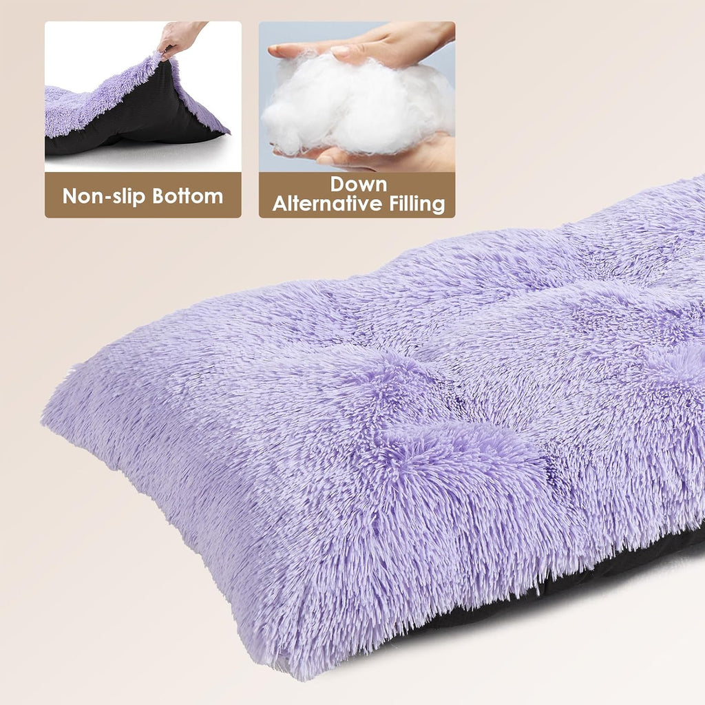 EHEYCIGA Fluffy Dog Crate Bed, Plush Extra Large Dog Pillow, Purple