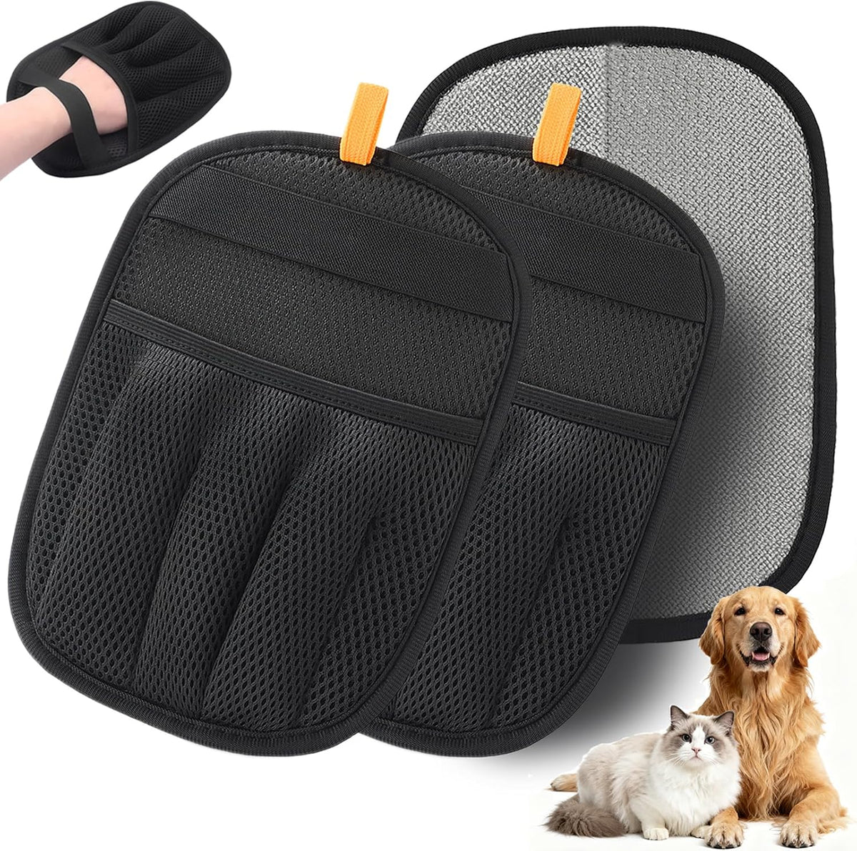 AUBELL Pet Hair Removal Glove,Five-Finger Electrostatic Magic Brush,2Pcs