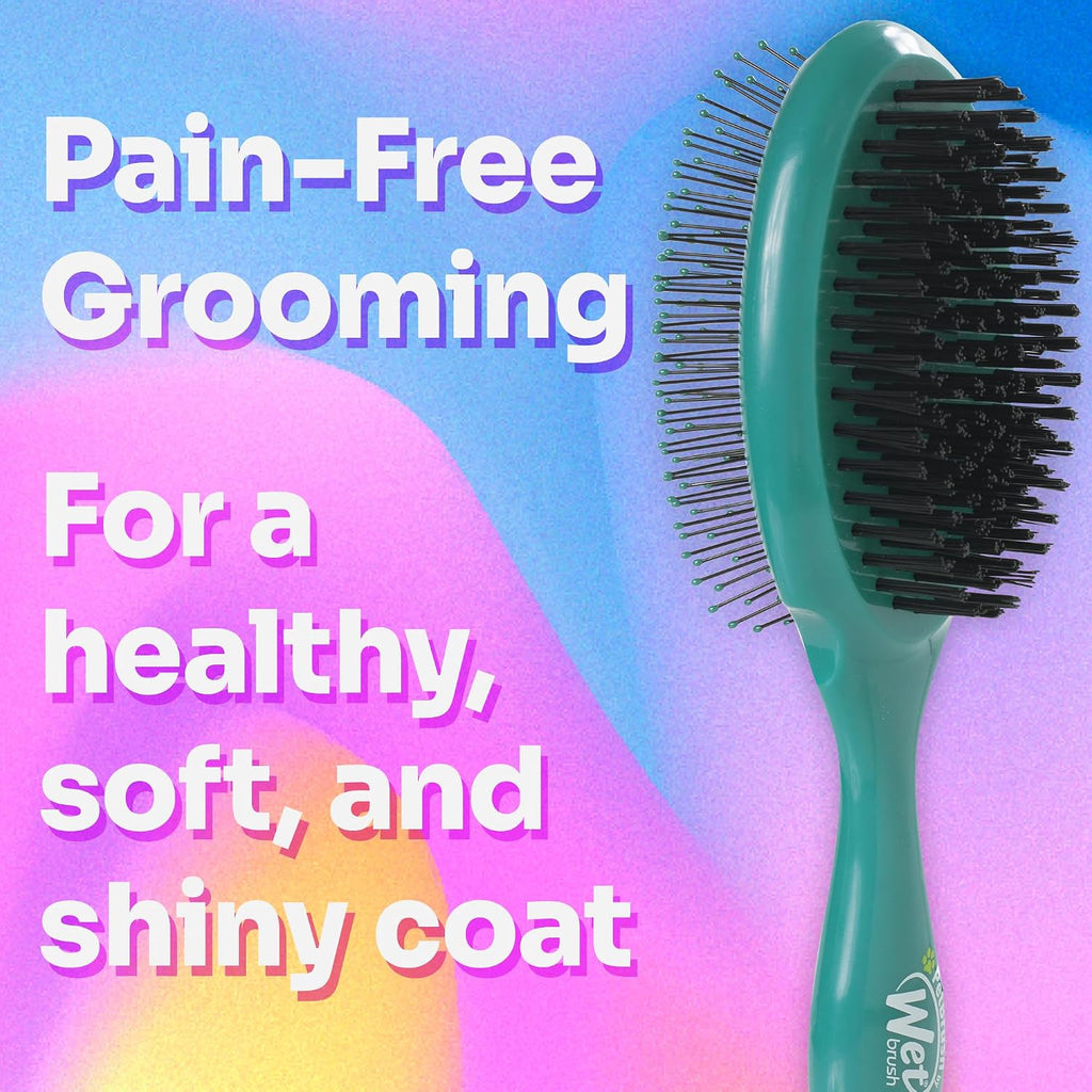 Wet Brush Ultimate Dual-Sided Detangling Brush - Ultra Soft IntelliFlex Bristles, Removes Loose Hair & Dirt for Dogs, Cats, Rabbits - Teal 