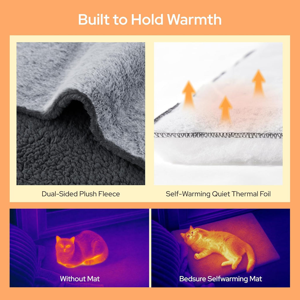 Bedsure Self Warming Cat Bed Mat,Large Pet Extra Warm Self Heating Cat Pad