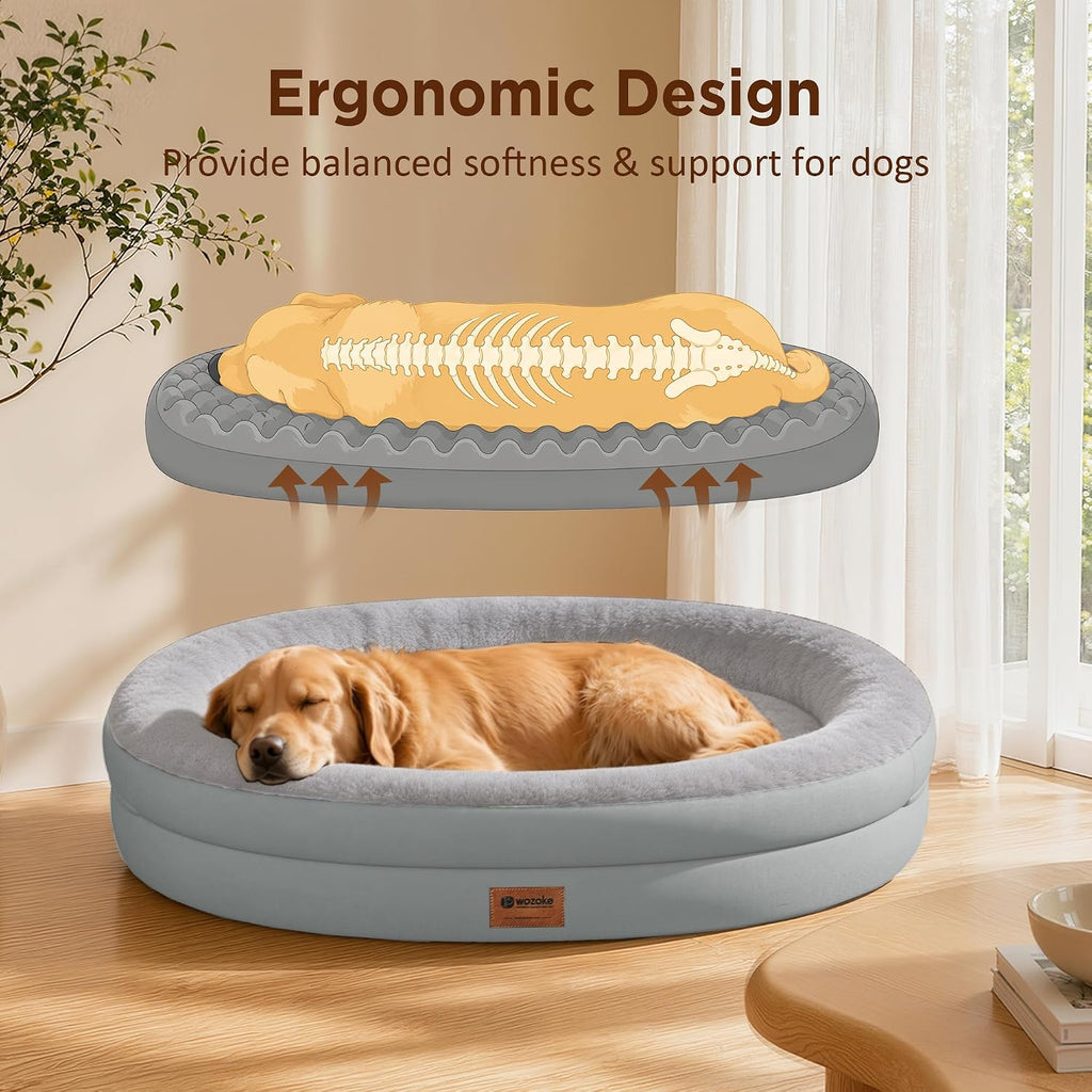 Waterproof Orthopedic Dog Bed for Extra Large Dogs, Silver
