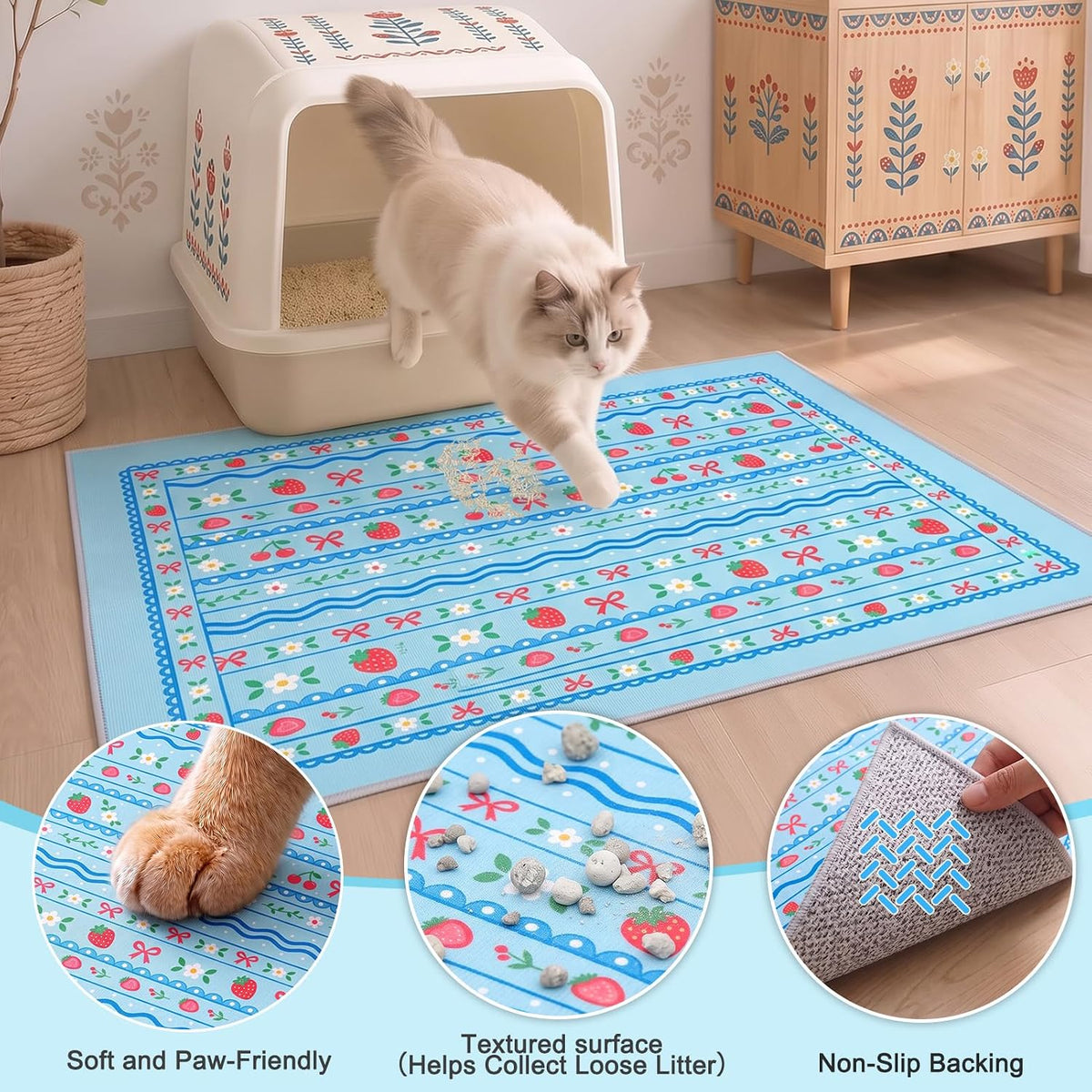 Bienbee Cat Litter Mat, 2 Pack 33" x 22" Machine Washable for Litter Boxes
