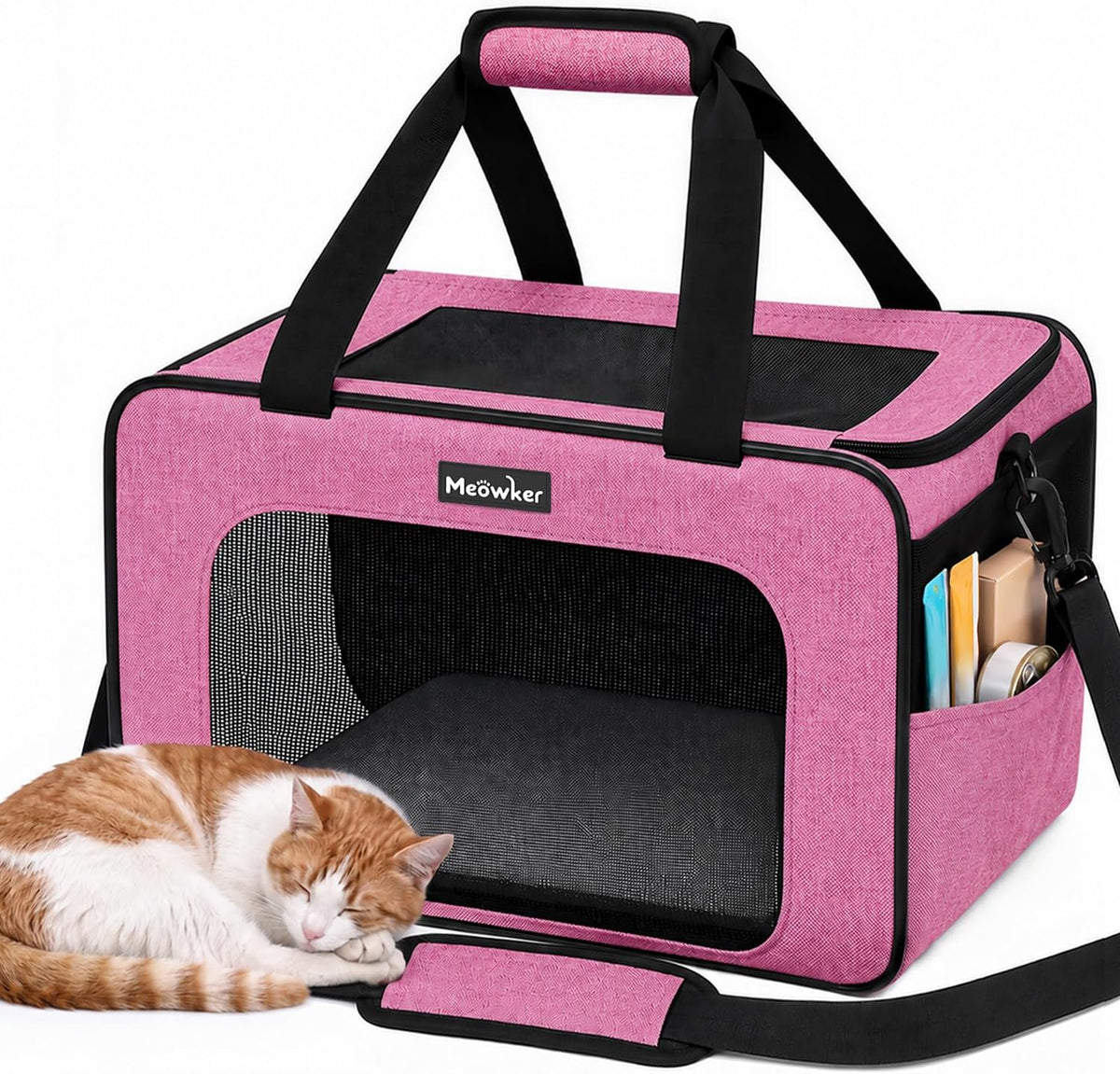 Soft-Sided Cat Dog Pet Travel Carrier Airline Approved, Medium Pink