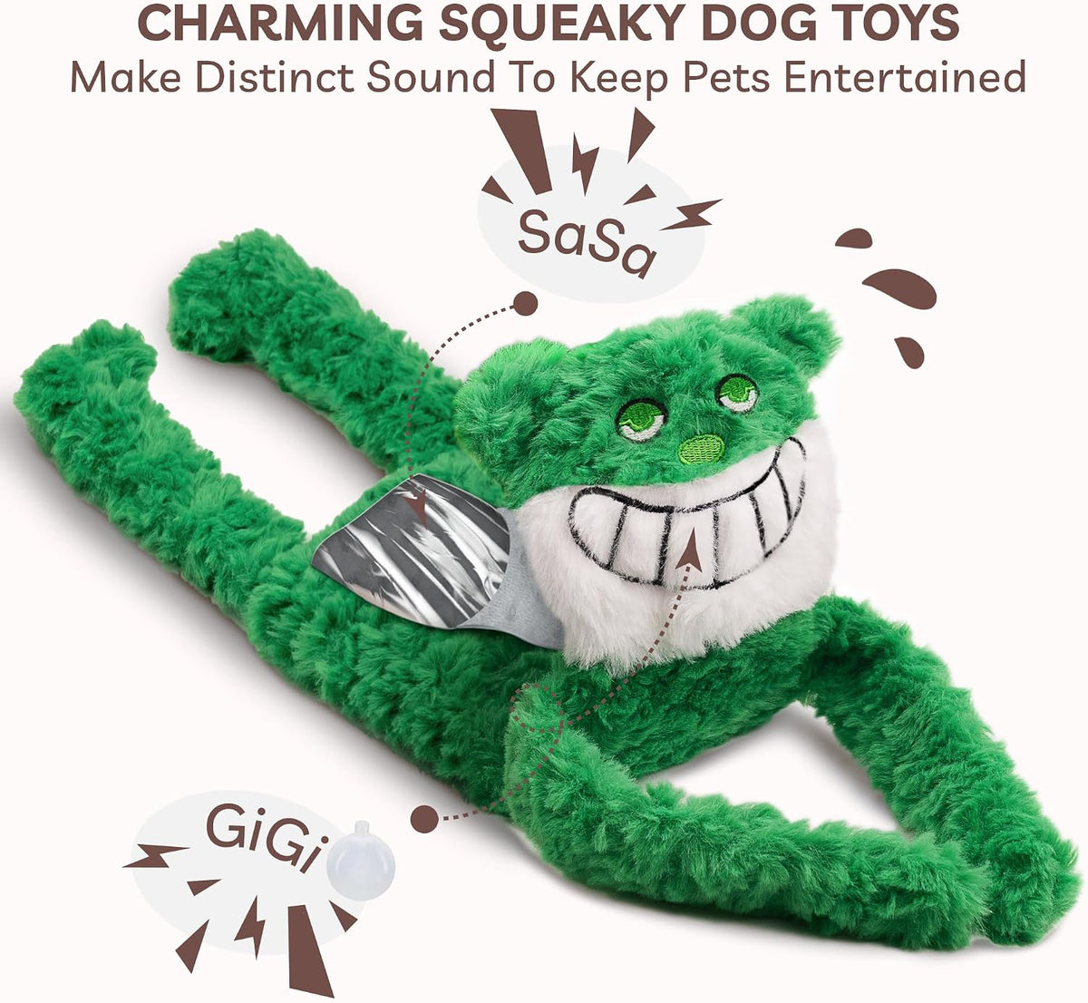 SHARLOVY No Stuffing Dog Toys 5 Pack, Crinkle Interactive Dogs Toy for Boredom, Puppy Toys for Teething to Keep Them Busy, Cute Squeaky Dogs Toy for Small, Medium, and Large Breed