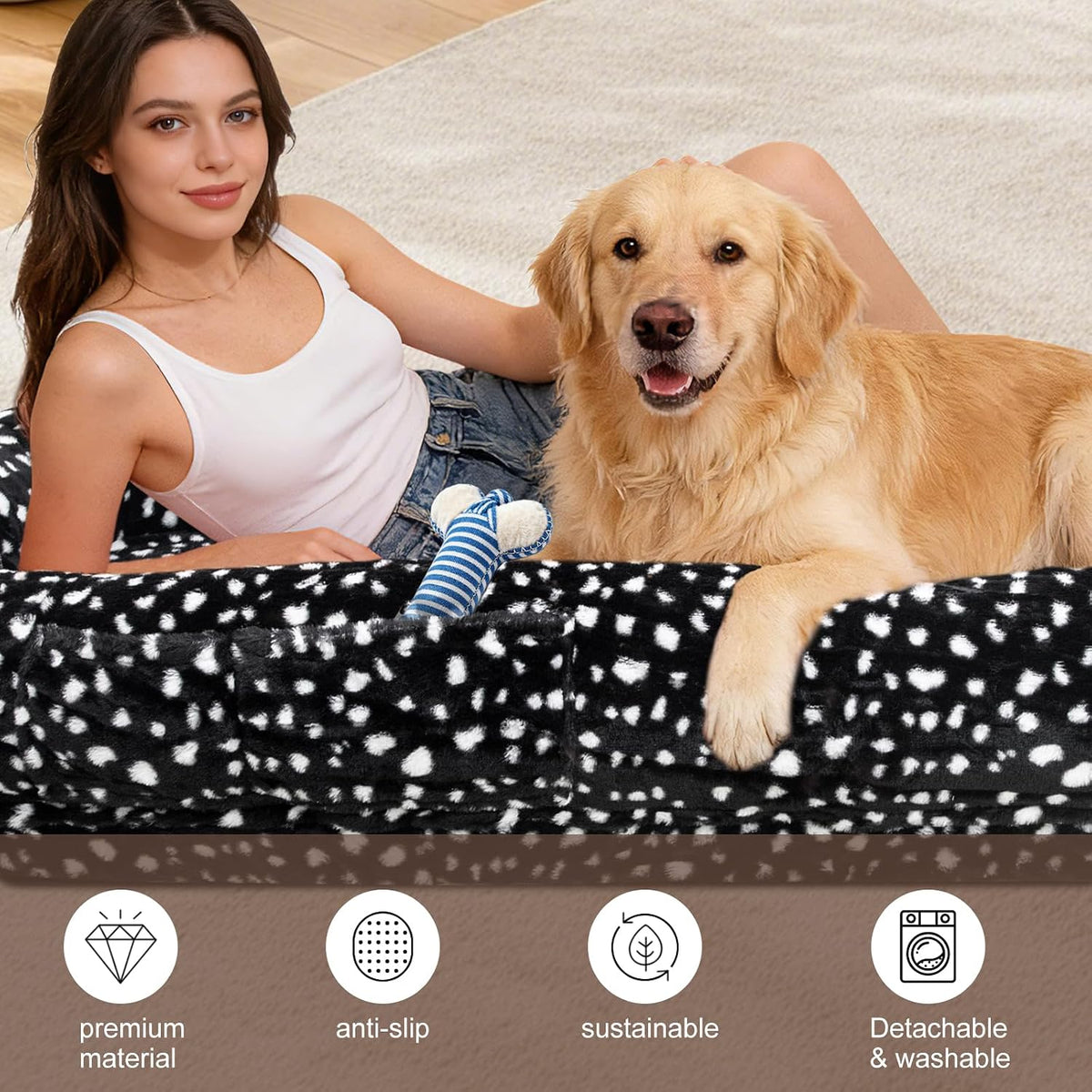 Human Dog Bed for Adult,Large Human Size Dog Bed 70"x38"x10"