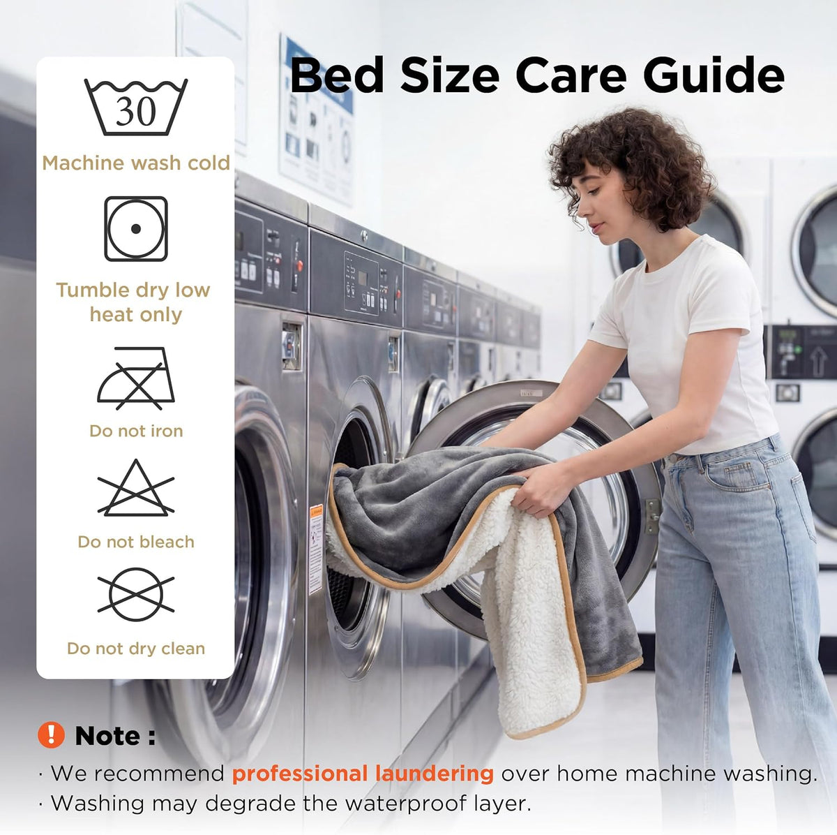 Bedsure Waterproof Blanket for Bed Soft Sherpa Fleece Throw,Queen 90x86