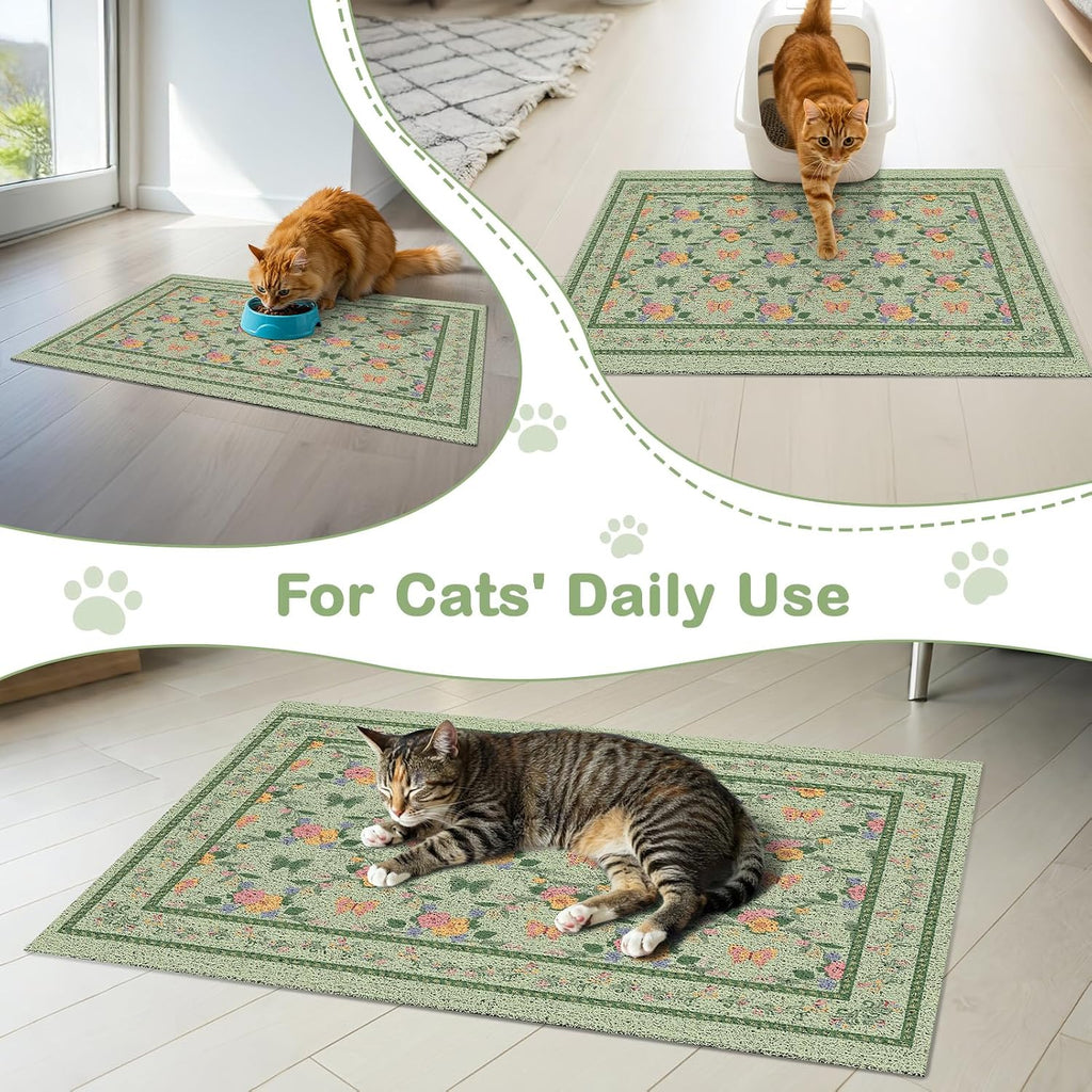 Unicorn Catcher 40"x30" Cat Litter Mat Non-Slip Washable Litter Box Mat | High-Density PVC Litter Catcher Mat Efficiently Traps Scattered Litter From Paws To Keep Floors Clean