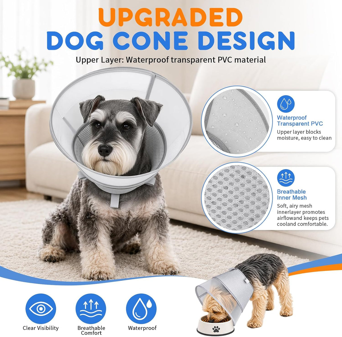Soft Dog Cone Collar for Small Dogs, Adjustable Recovery Collar to Stop Licking, Comfortable E-Collar Alternative After Surgery, S