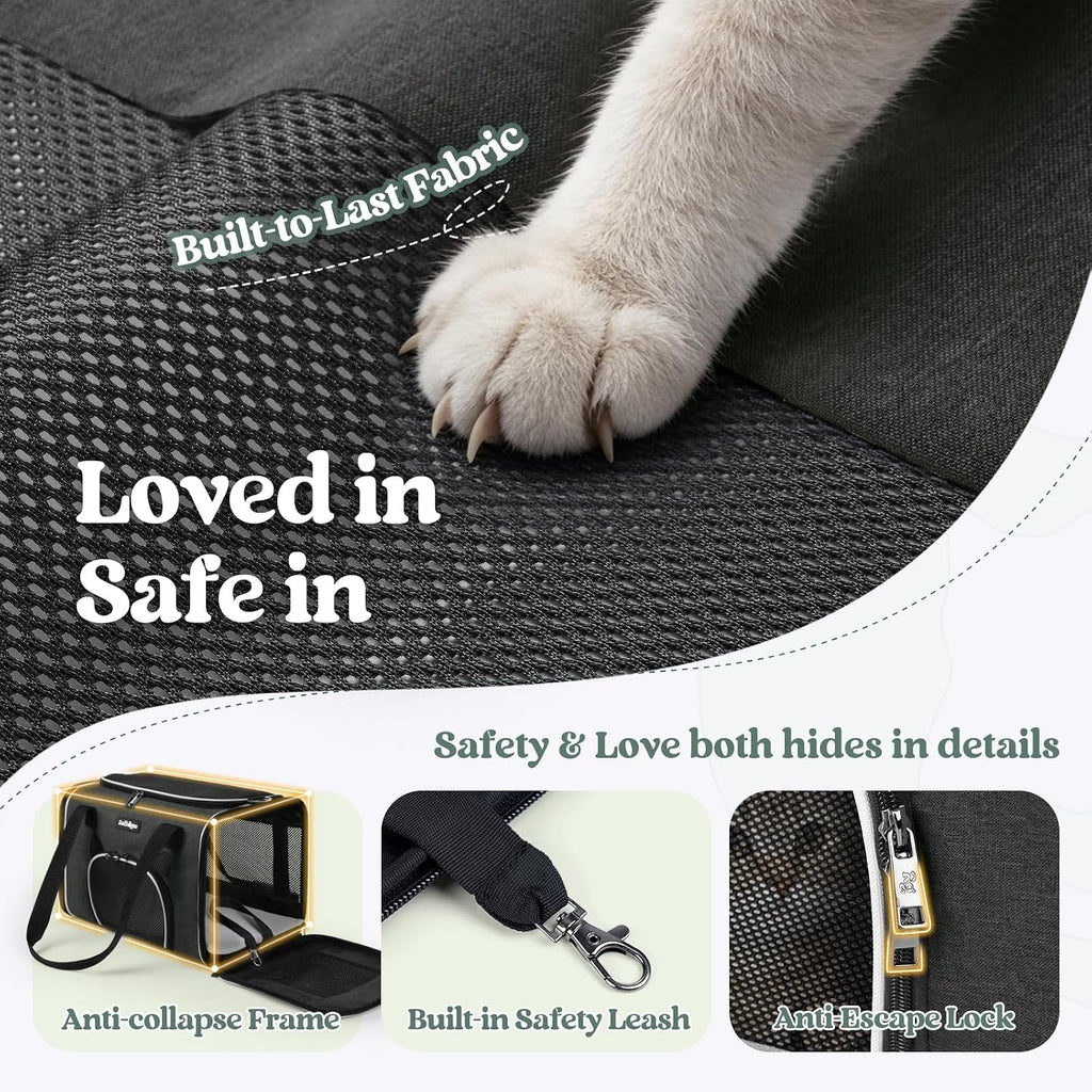 rabbitgoo Cat Carrier Soft with Safety Buckles, Sturdy Comfortable Pet Bag