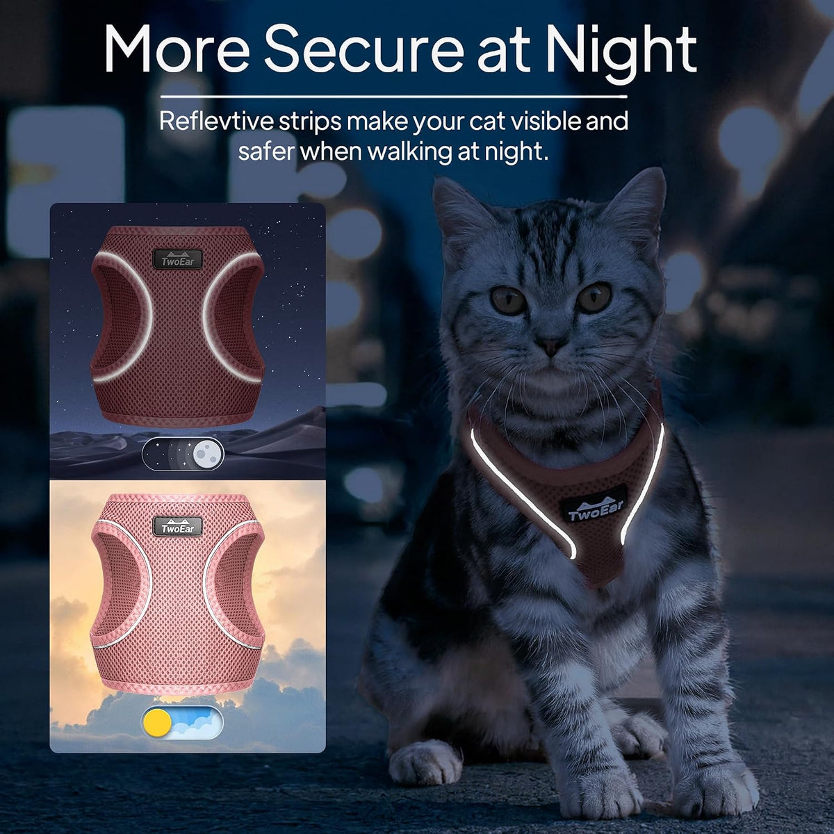 Twoear Cat Harness and Leash Set, Escape Proof Kitten Harness for Walking