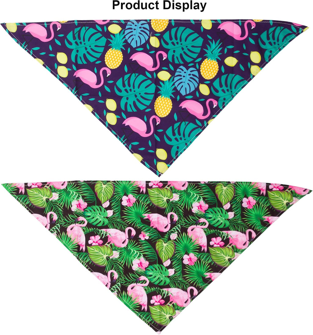 ADOGGYGO Summer Flamingo Dog Bandanas, 6 Pack Hawaiian Fruit Scarf, Small