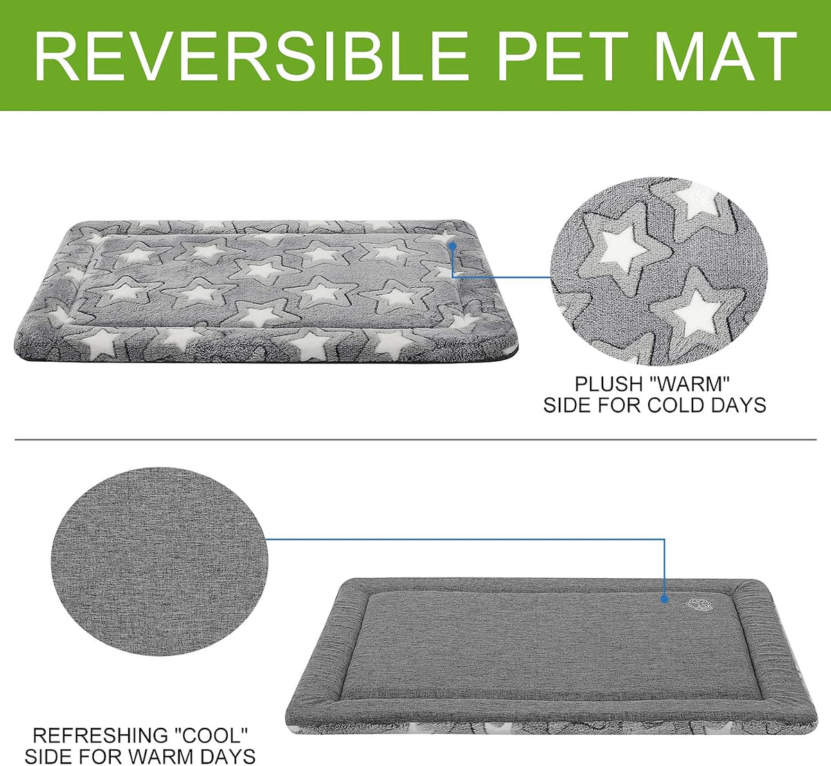 EMPSIGN Dog Crate Pad for 36"x24" Dog Crate, Star Pattern/Grey