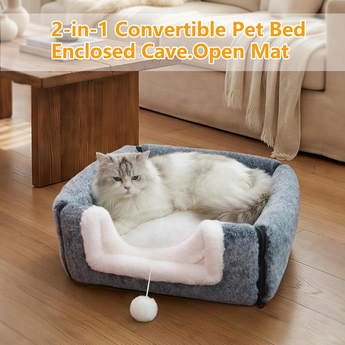 Cat Bed for Indoor Cats，Foldable cat cave，Anti-Slip & Water-Resistant Bottom，cat Houses for Indoor Cats or Small Dogs, Kitten Tent, Rabbit Bed (Dark Grey-2, L:(17.5"×16.9"×15.9"))