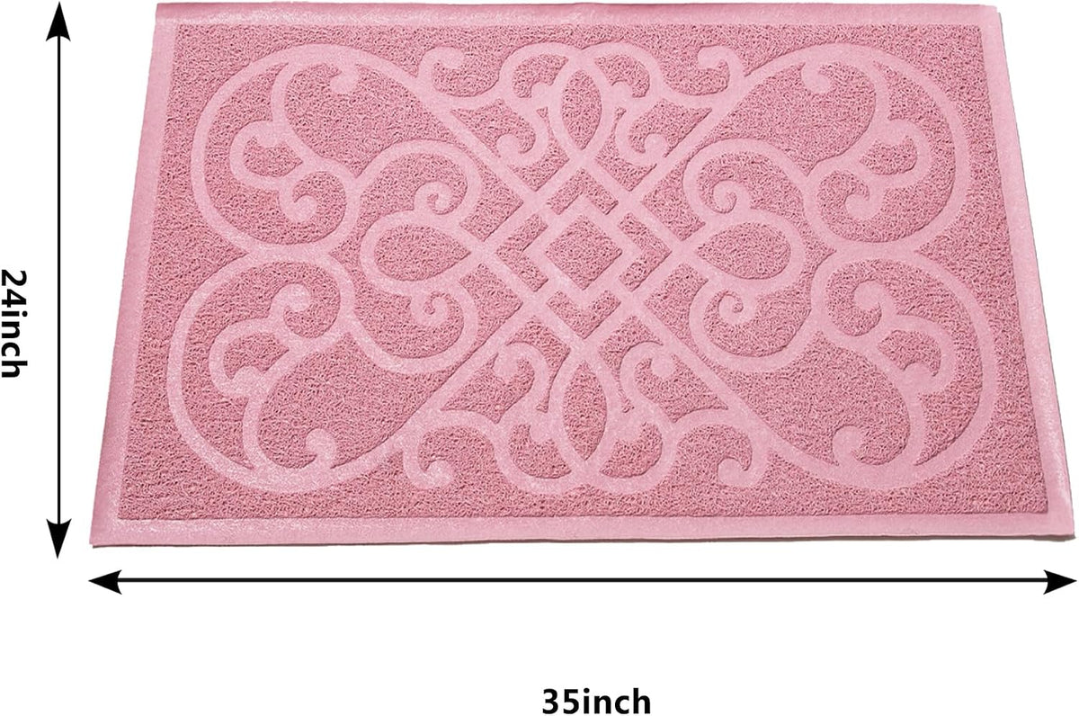 PetLike Cat Litter Box Mat, Thick Kitty Litter Trapping Mat, Durable,Waterproof &Washable with Non-Slip Backing, Soft on Kitty Paws and Easy to Clean, BPA Free 35x24,Pink