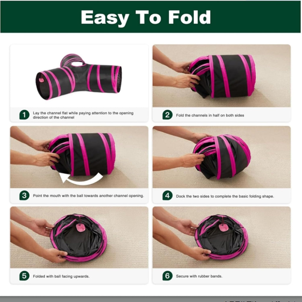 Pet Cat Tunnel Tube Cat Toys 3 Way Collapsible, Tunnels for Indoor Cats，Kitty Bored Peek Hole Toy Ball Cat, Puppy, Kitty, Kitten, Rabbit