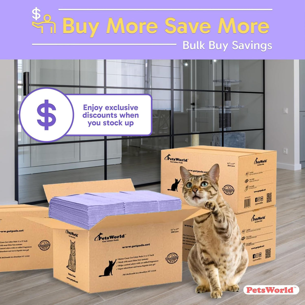 PetsWorld Universal Fit Cat Pad Refills for Litter Box, Fresh Scent, Odor Control, Pack of 800