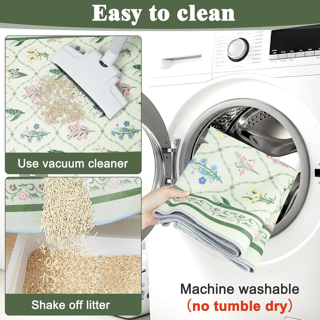Bienbee Cat Litter Mat, 2 Pack 33" x 22" Machine Washable for Litter Boxes | Cat Litter Rug with Waterproof Backing, Non-Slip Grip and Soft On Kitty Paws to Catch Litter and Protect Floor
