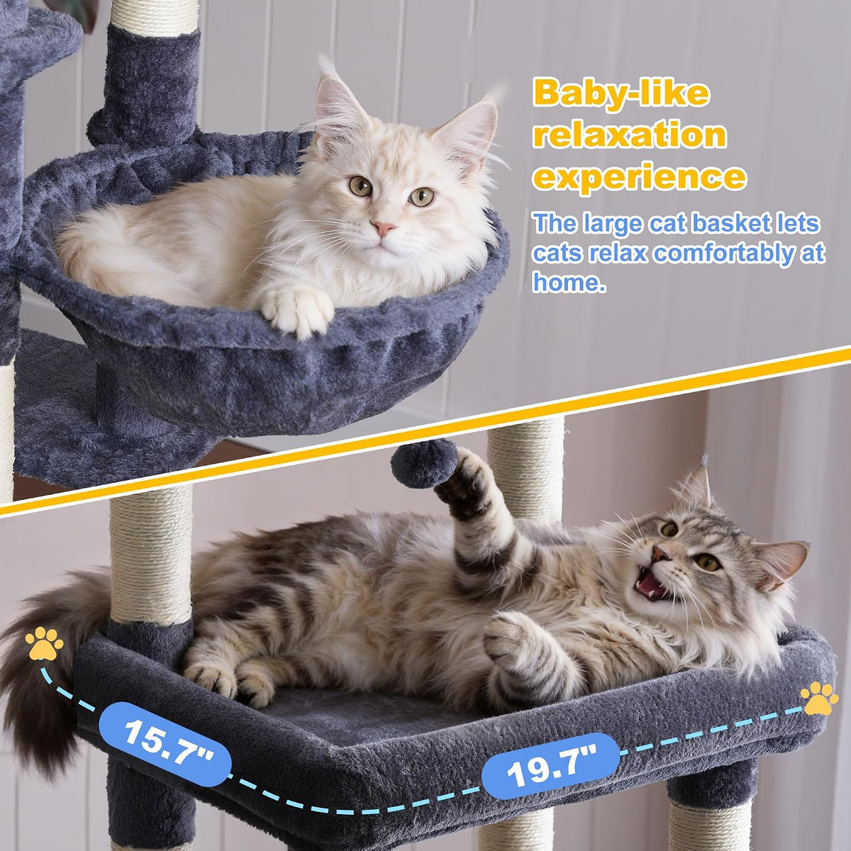 Hey-brother Cat Tree Tower with Multi-Level Platforms, Cozy Condos, MPJ085G