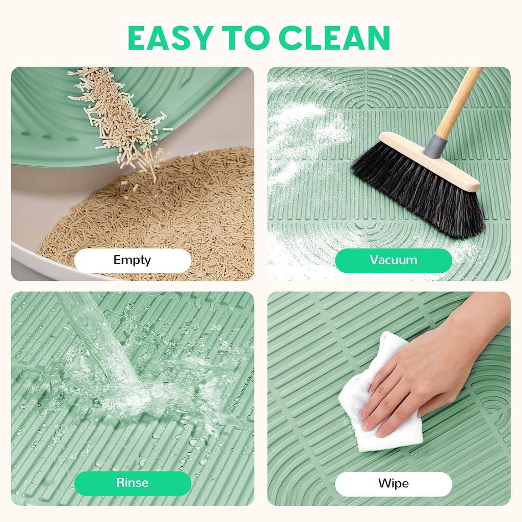Pawtasy Cat Litter Mat,40" x 28" Extra Large Silicone Waterproof Litter Trapping Mat for Scatter Control Soft on Kitty Paws Non-Slip Easy to Clean