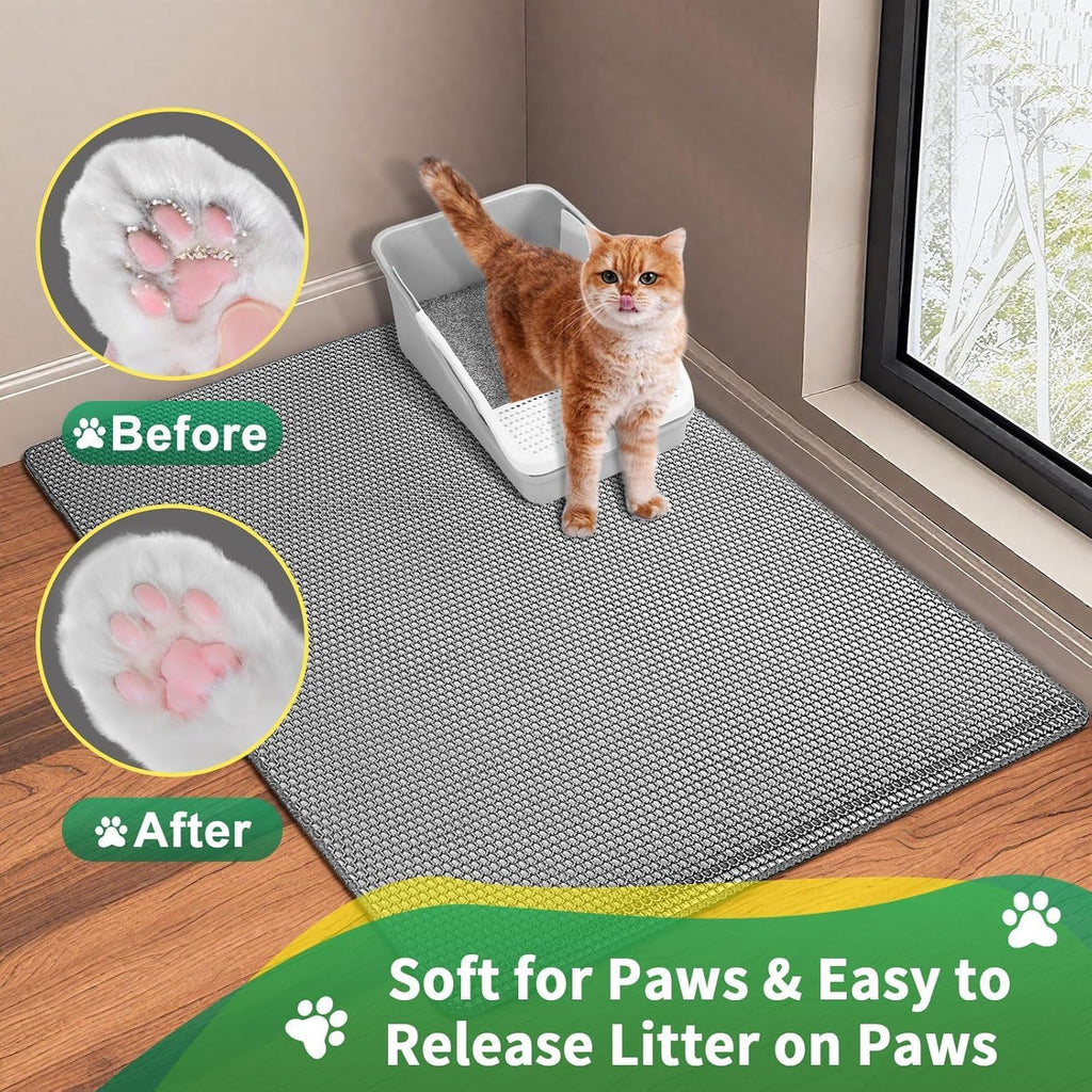 GRELY 2 Layer Cat Litter Mat, 25x16 Inch Litter Trapping Mat for Cats