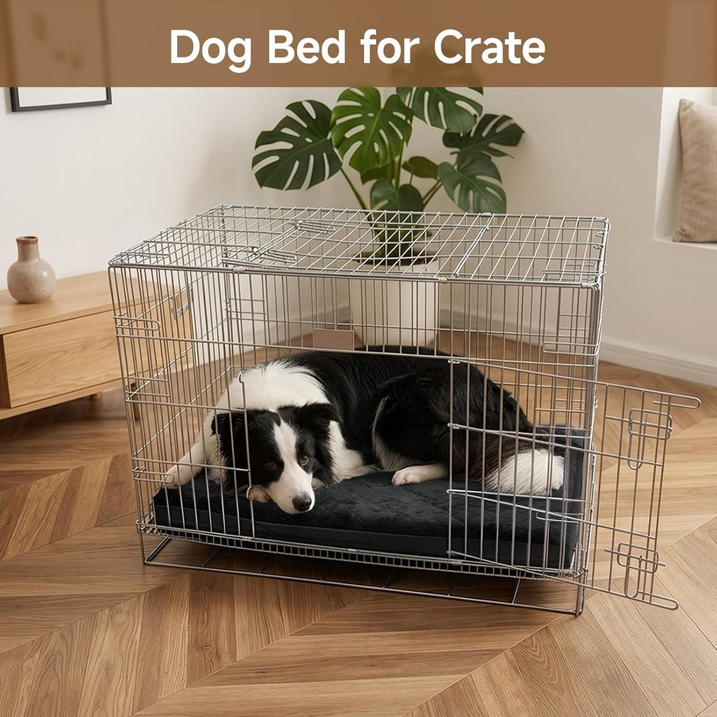 XXL Waterproof Dog Crate Bed, Extra Large Washable Kennel Pad, 47x29, Black