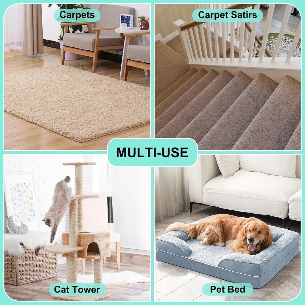 Carpet Rake for Pet Hair Removal - 60" Adjustable Long Handle Carpet Rake