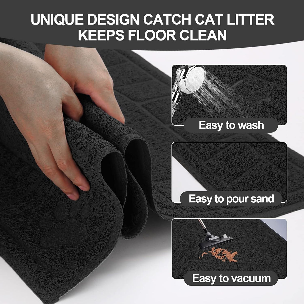 Cat Litter Box Mat, 35" x 24" Large Waterproof Litter Trapping Mat | Thick Mesh Traps Litter, Non-Slip Kitty Litter Mat for Indoor Cat, Soft Paws, BPA-Free, Multi-Use, Easy Clean, Large Coverage