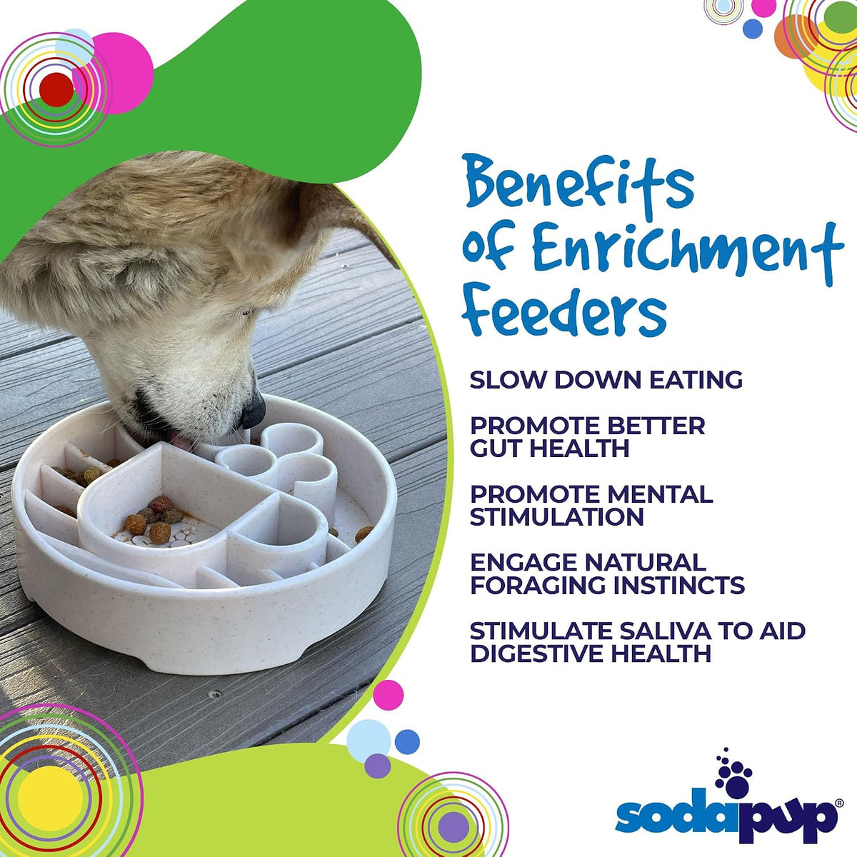 SodaPup Java Enrichment Bowl – Durable Enrichment Feeder Made in USA from Non-Toxic, Pet-Safe, Food Safe Material for Mental Stimulation, Slowing Down Eating, Healthy Digestion, & More