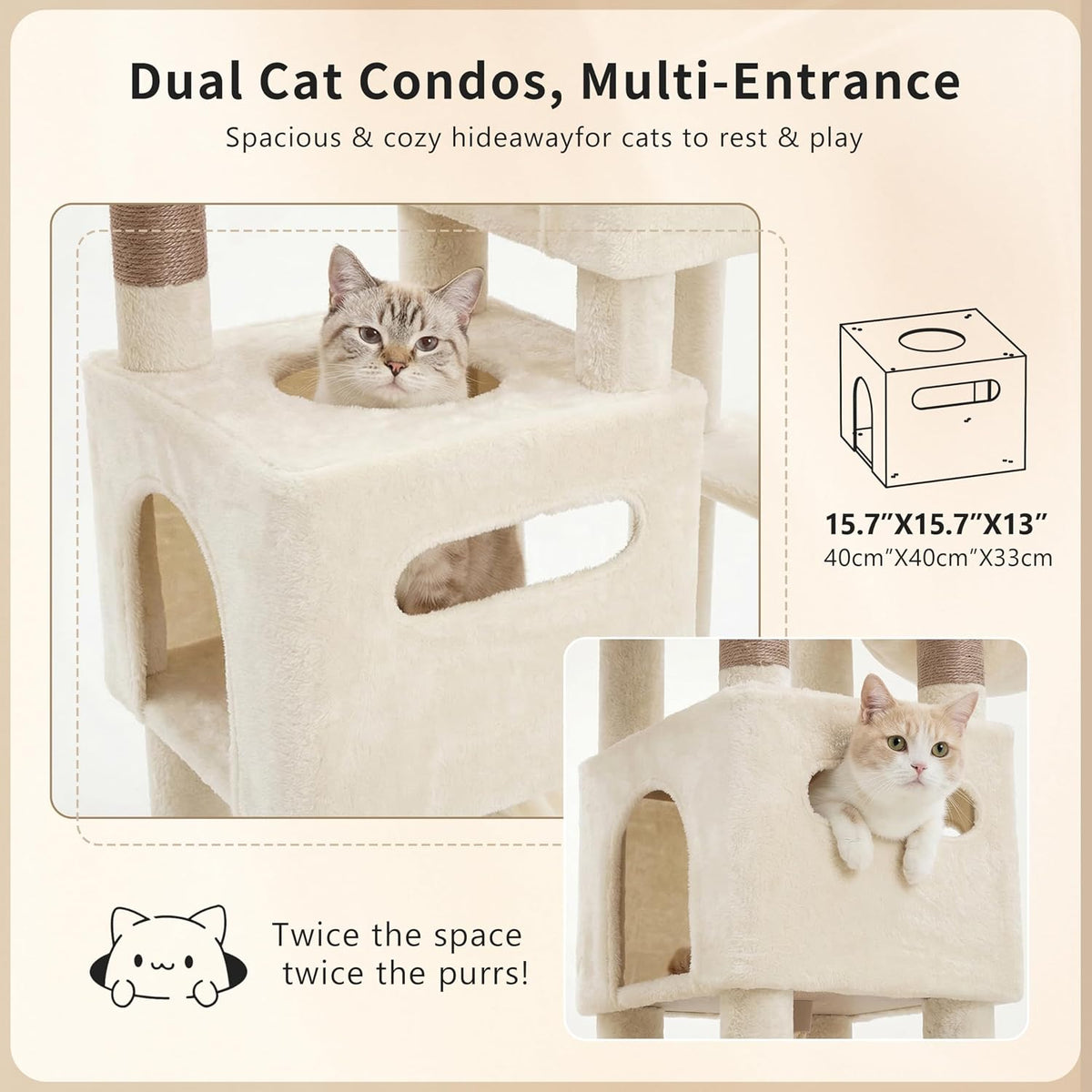 Heybly Cat Tree, 74.8'' Spacious & Tall Cat Tower for Large Cats HCT062MJ-1
