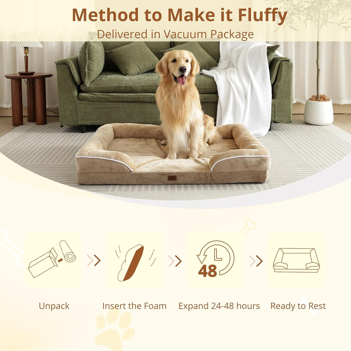 EGOHOME Orthopedic Medium Dog Bed, Waterproof Washable L Pet Bed 35"