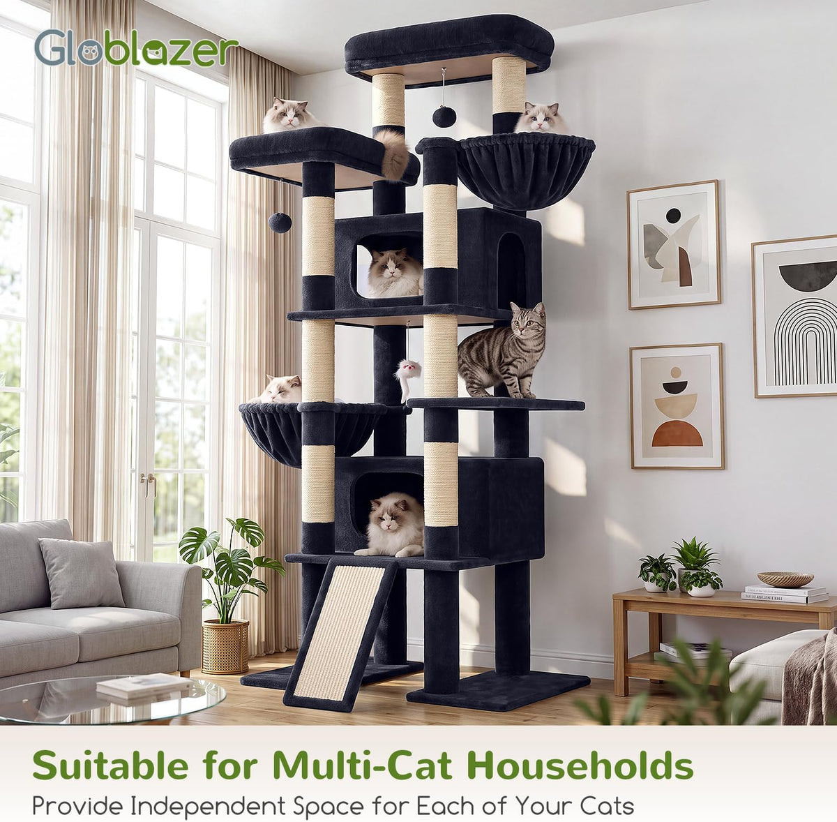 Globlazer Giant Tall Heavy Duty Cat Tower for Indoor Large Cats, F75G