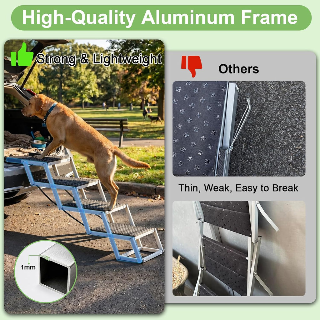 Dog Stairs for Car, Foldable Dog Ramp for Large Dogs, Pet Steps