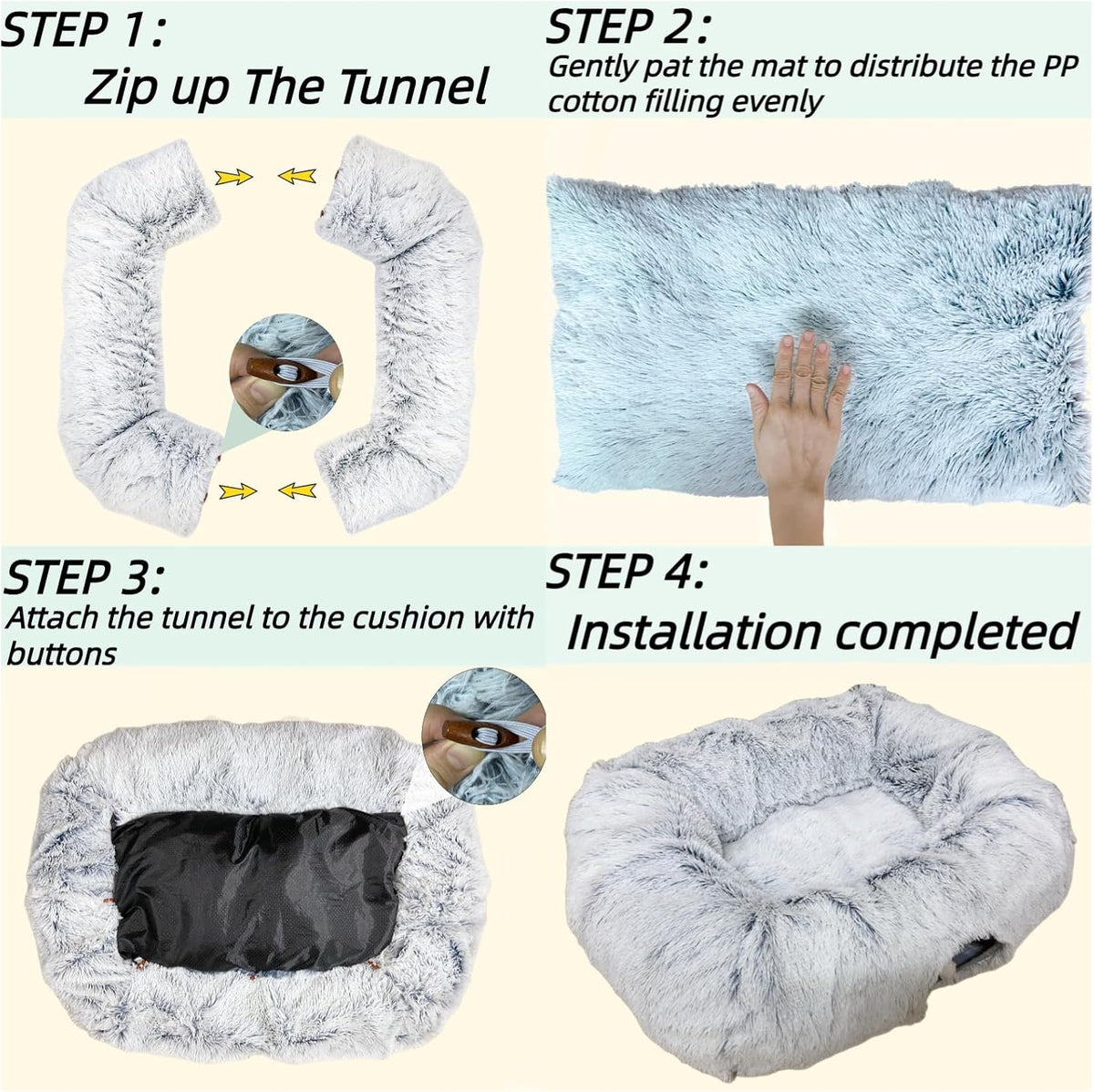 XxingSheep Extra Large Cat Tunnel Bed Plush Cat Cave for Indoor Adult Cats
